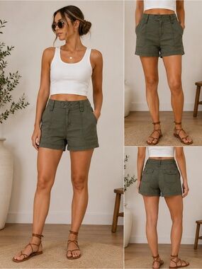 St. John's Bay Olive Green High-Rise Utility Shorts

64